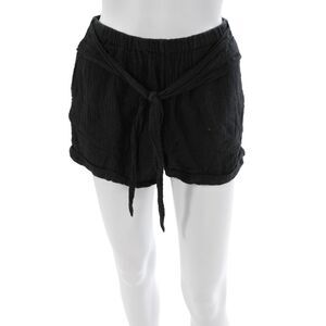 Anaak Womens Paperbag Shorts Black Cotton Tie Waist Size XS
